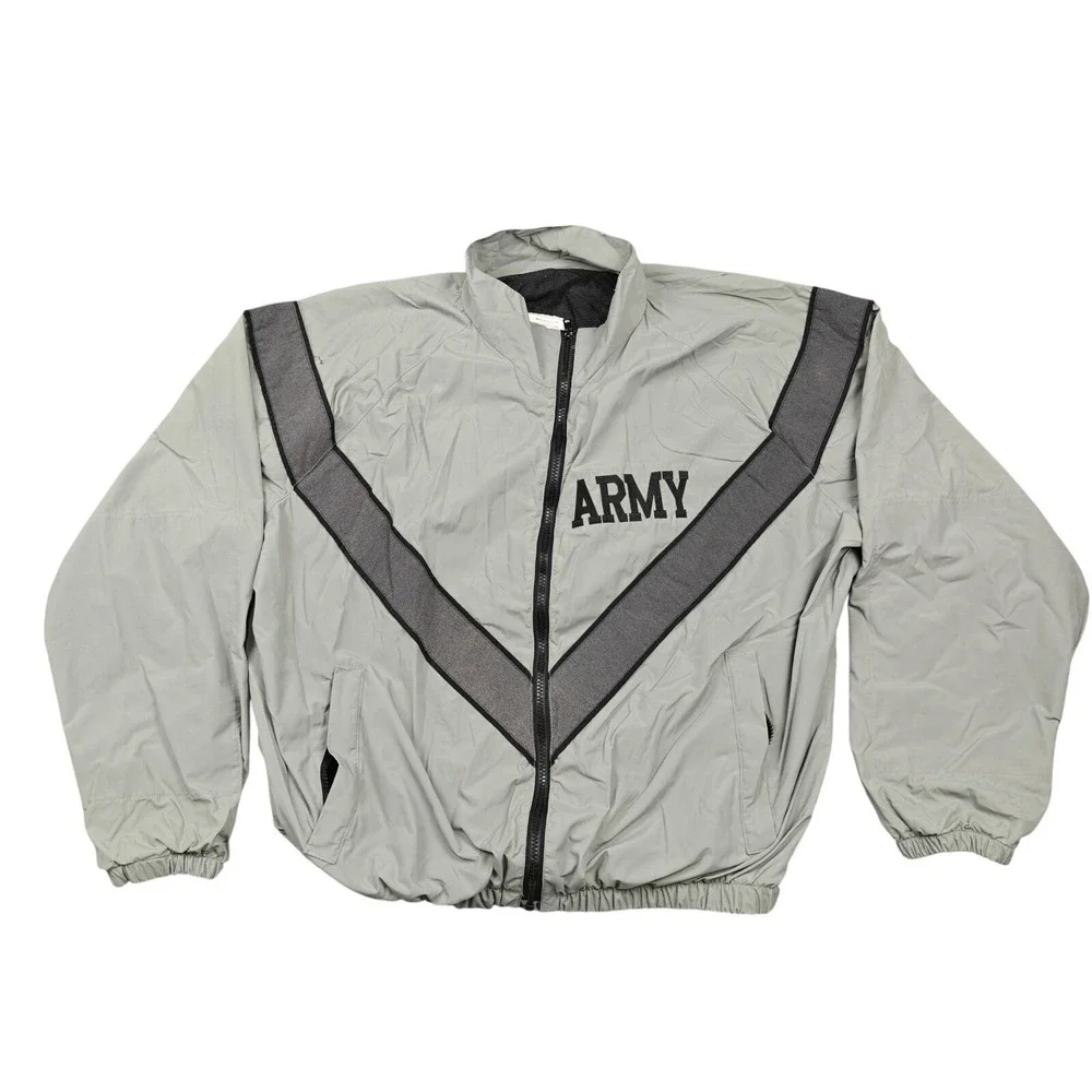 UNICOR IPFU Jacket Mens Medium Gray Army Reflective Windbreaker Full Zip